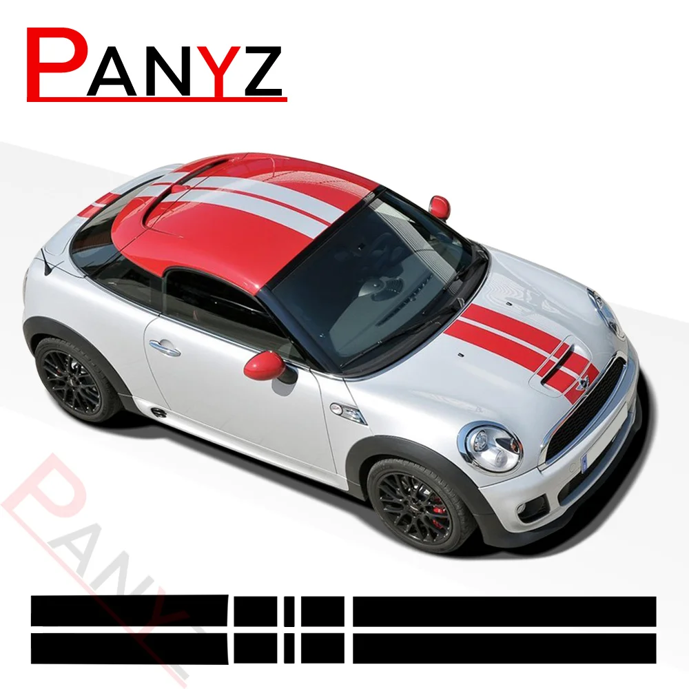

Car Hood Bonnet Stripes Sticker Engine Cover Roof Trunk Decal For MINI Cooper Coupe R58 Cabrio R57 Roadster R59 JCW Accessories