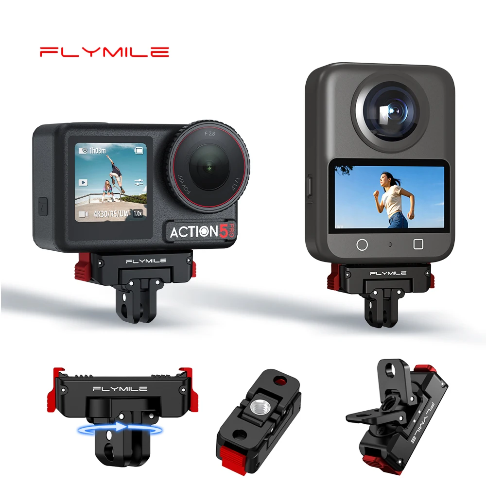 Flymile Schnellwechselhalterung Magnetisch für DJI Action 5 Pro 4 3 Osmo 360 Kamera Drehadapter Basis Verlängerungshalterung Zubehör