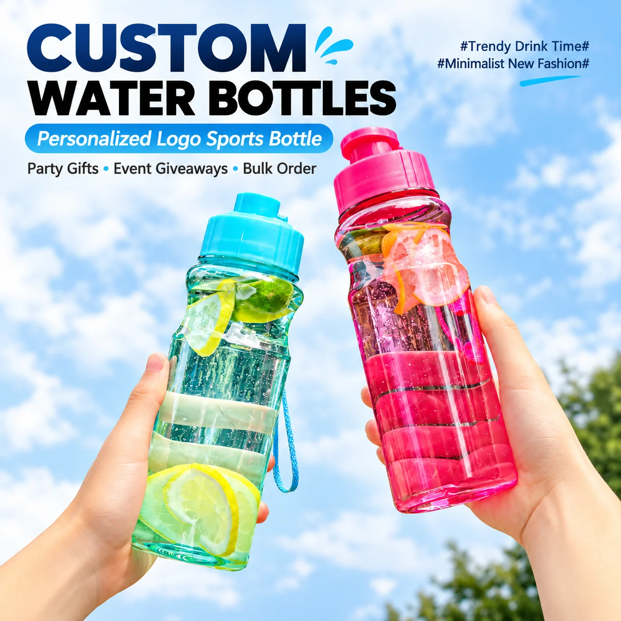 Custom Holiday Water Bottle Personalized Logo Sports Bottle 550ML Party Favor Gift Christmas Halloween Thanksgiving Event Promot