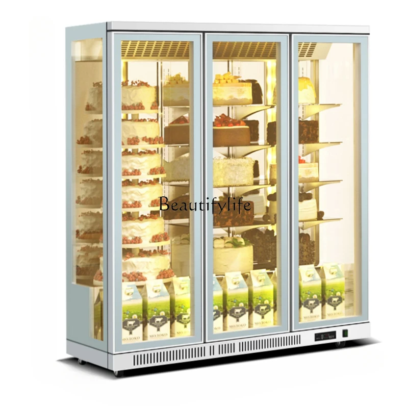 Vertical Cake Show Case Commercial Refrigerated Baking Air-Cooled Dessert Mousse Fruit Flowers Fresh-Keeping Cabinet