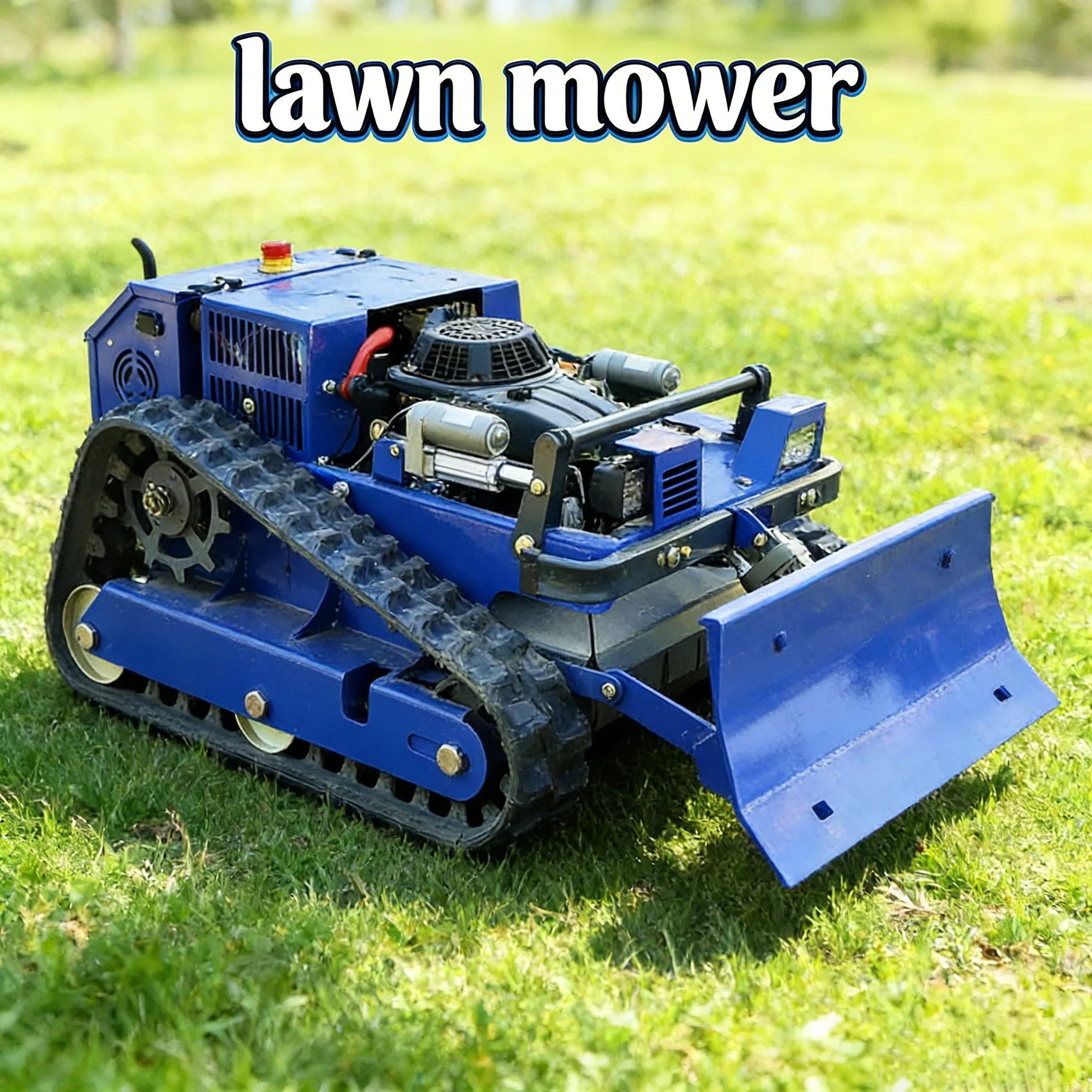 

Customized remote-controlled lawn mower with adjustable cutting height and a four stroke engine, perfect for garden use.