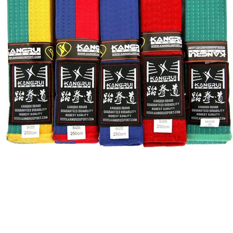 Good Quality Cotton Taekwondo Belts Black Red Green Yellow Belt Karate Judo Belt Karate 10 Levels Professional TKD Belts 250cm