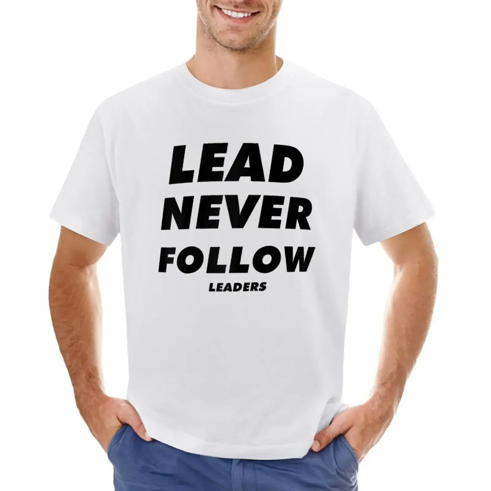 

lead never follow leaders T-shirt animal prinfor boys blanks T-shirts for men cotton