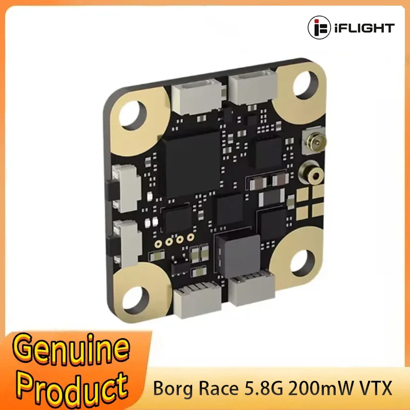 

IFlight Borg Race 5.8G 200mW VTX 16 Channels PIT/25mw/100mw/200mw 4.5V–28V Voltage Input Compatible 2–6S Lipo for RC FPV Drone