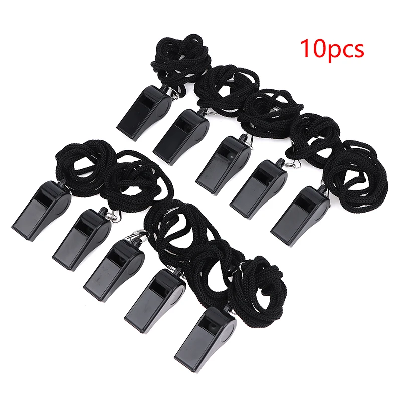 2/5/10 Stuks Hoge Kwaliteit Zwart Fluitje Voor Sport Voetbal Basketbal Scheidsrechter Training Outdoor Survival Fluitje met Lanyard