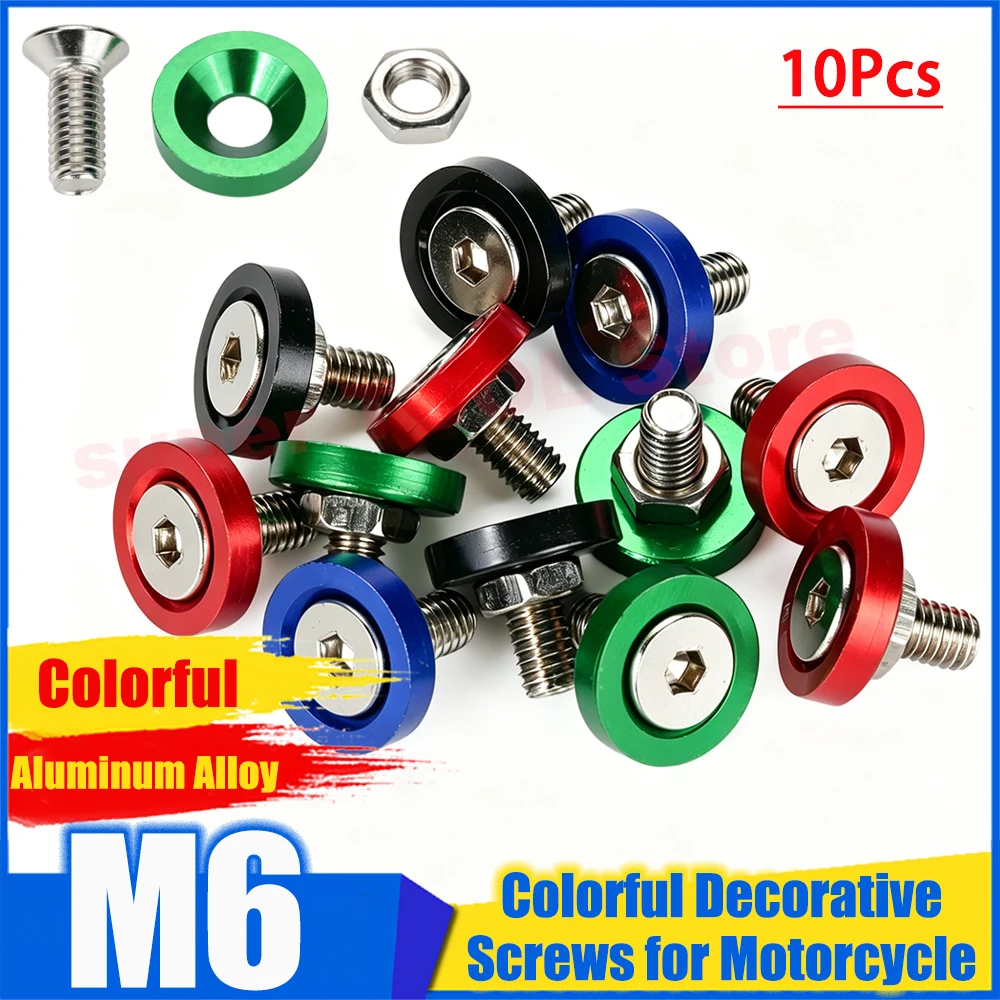 10 Sets Colorful Decor Screw Washers For License Plate Frame Wheel Hub Car Motorcycle Modification Fasteners Accessories