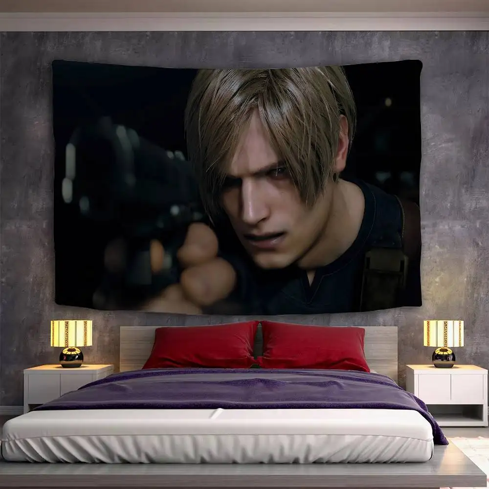 Game R-Resident Leon Kennedy Evil Tapestry Wall Hanging Tapestry Art Deco Blanket Curtain Hanging Home Bedroom Living Room Decor