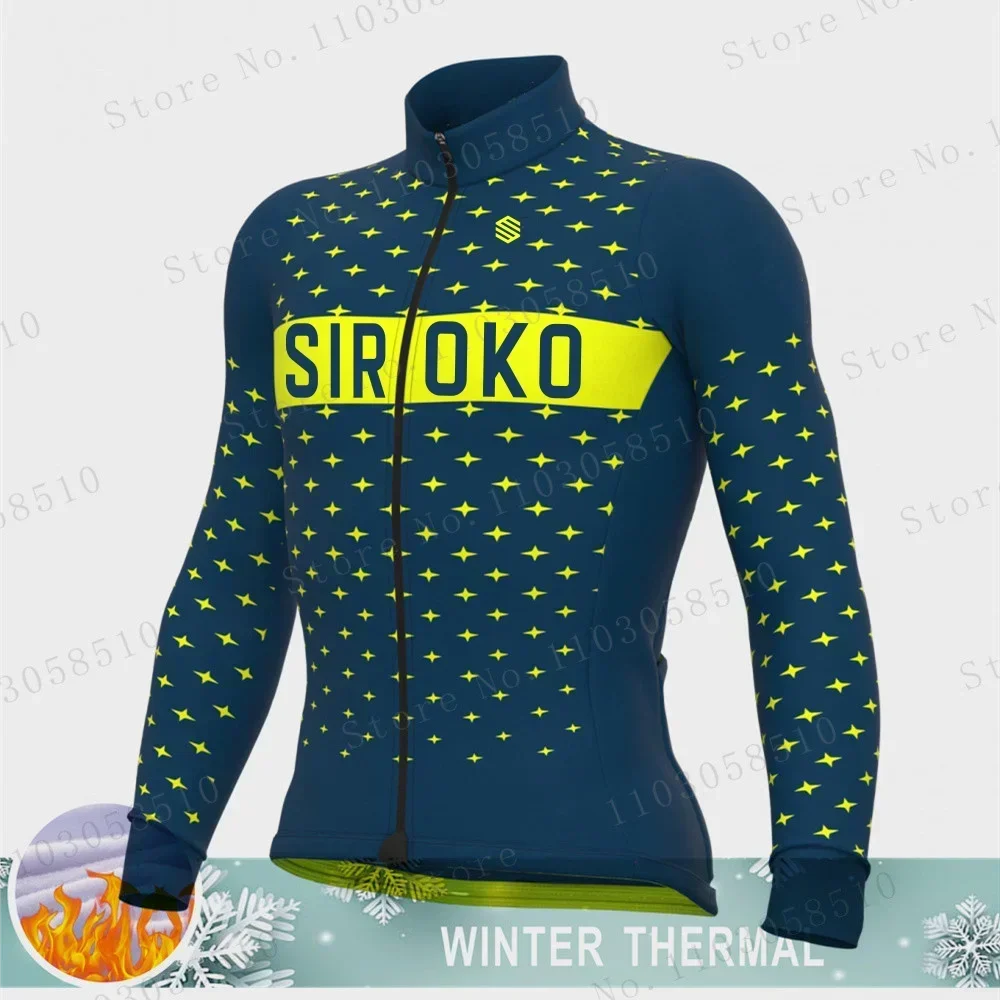 

siroko Men Team Cycling Jacket Winter Jacket Thermal Fleece Long Sleeve Jersey Suit Mtb Road Bike Clothes Ciclismo Hombres mtb