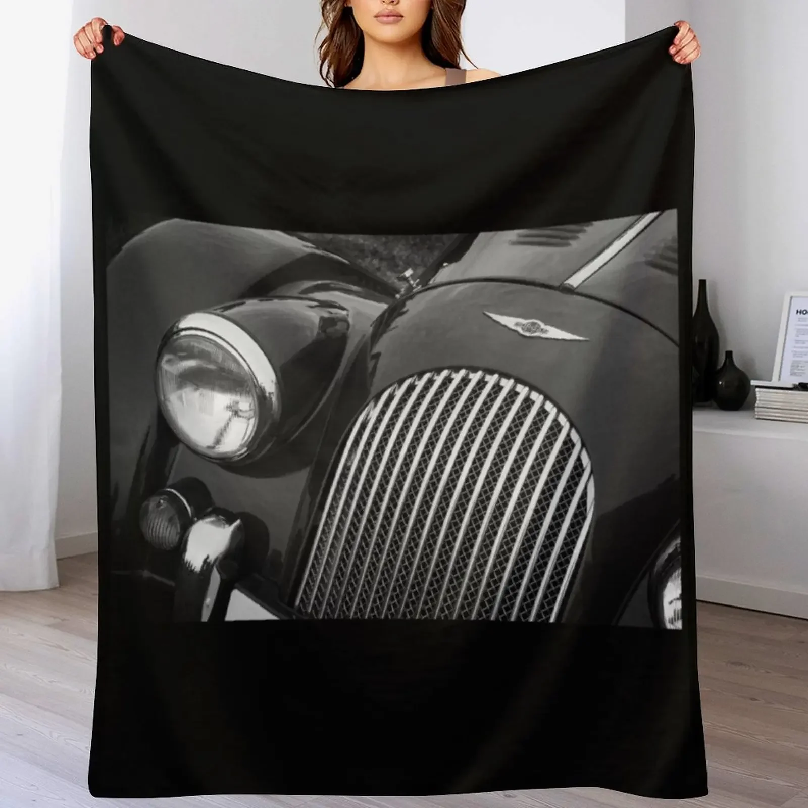 Morgan Sports Car Front Detail Throw Blanket Machine Washable Soft Warm Blanket