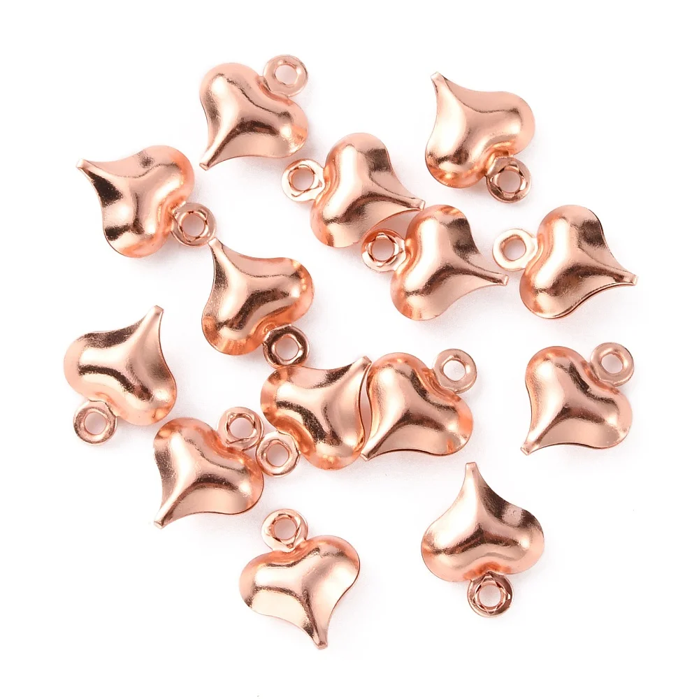 

100pcs 316 Surgical Stainless Steel Charms Heart Shape Rose Gold Color for Making DIY Jewelry Necklace Bracelet Eardrop Pendants