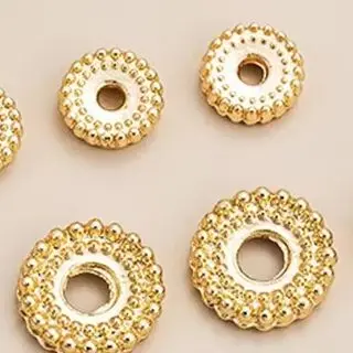 

14K Gold-plated Twisted Edge round Wheel Bead Spacer DIY Handcrafted Bracelet & Jewelry Making Accessory