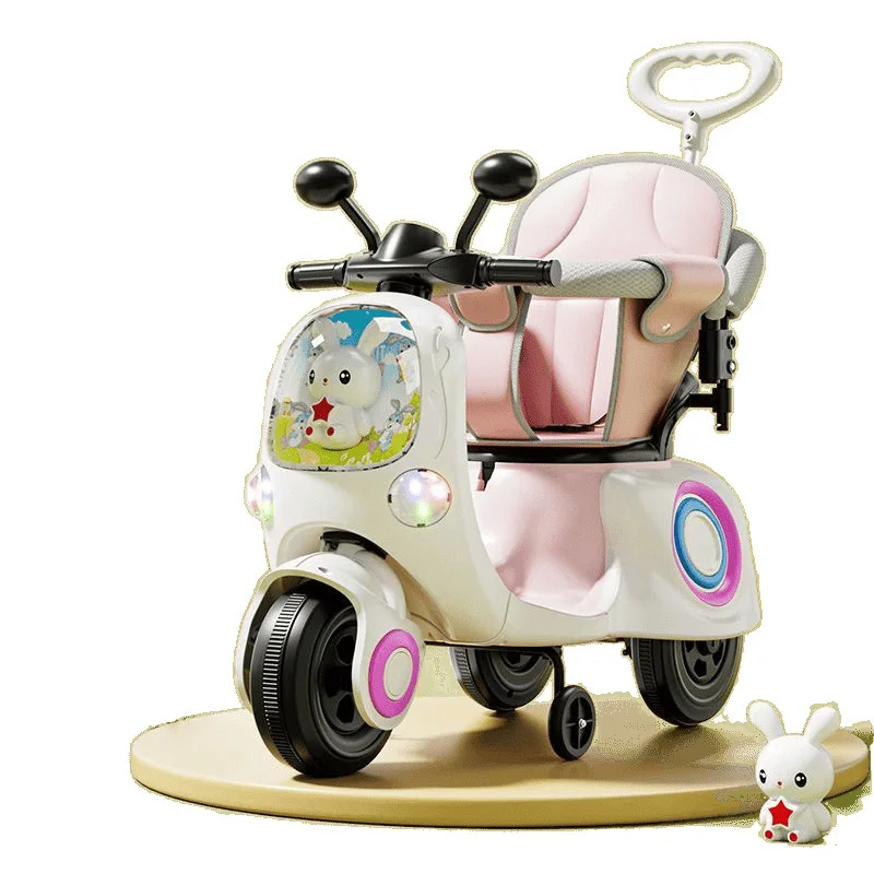 Baby Recharging Electric Motorcycle Toy Car with Remote Control, Three Wheeled Rider, Stroller, Children's Electric Bike