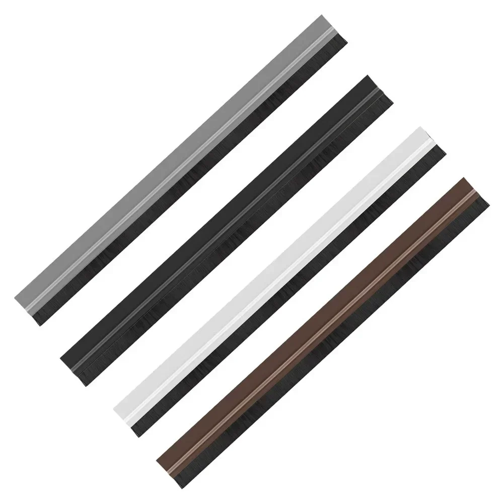 100cm Door Bottom Brush Seal Strip Sound Insulation Dust Seal Draught Excluder Strip Brown White Window Weatherstrip