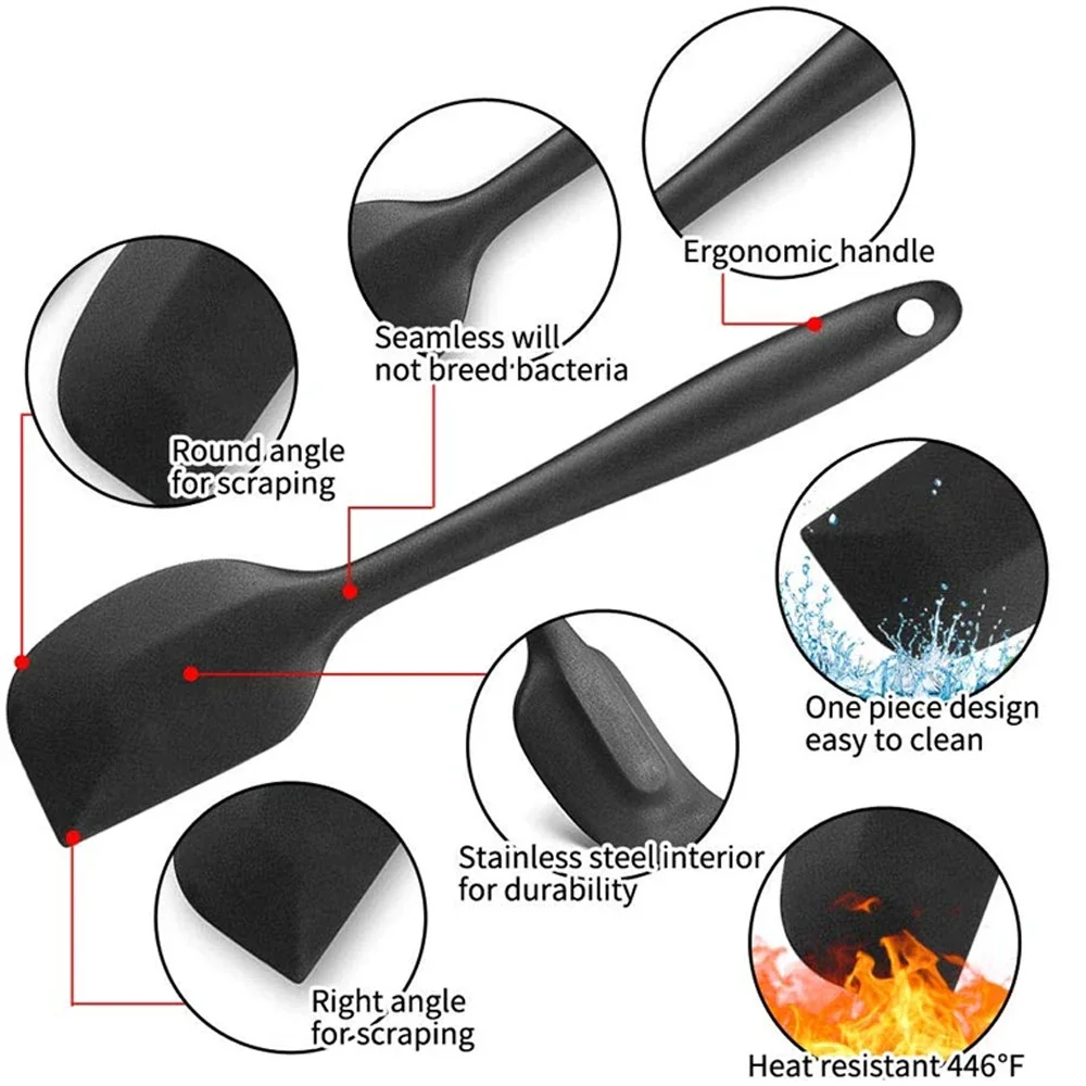 6Pcs Silicone Spatula Set Food Grade Non Stick Heat Resistant Spatulas Turner for Cooking Baking Mixing Baking Tools