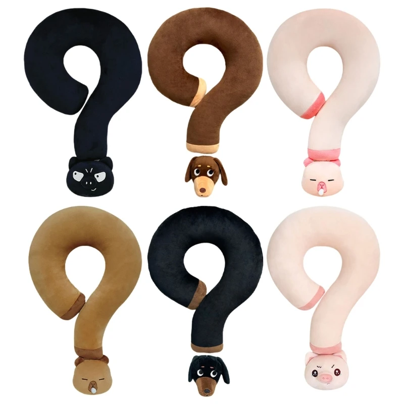 Stretchable Question Mark Plush Pillow for Neck Support, Soft Cotton Fabric Neck Pillow Adjustable for Comfort M68E