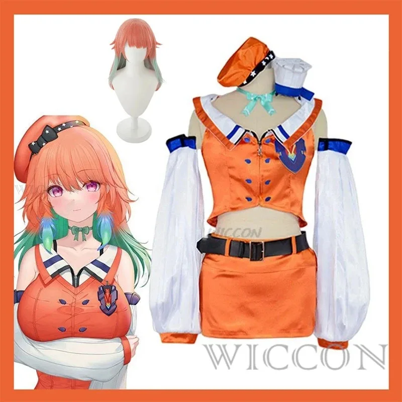 Anime Youtuber VTuber Takanashi Kiara 코스프레 의상 Hololive EN Tenchou Kusotori 가발 데일리 스커트 여성 섹시 카와이 파티 슈트