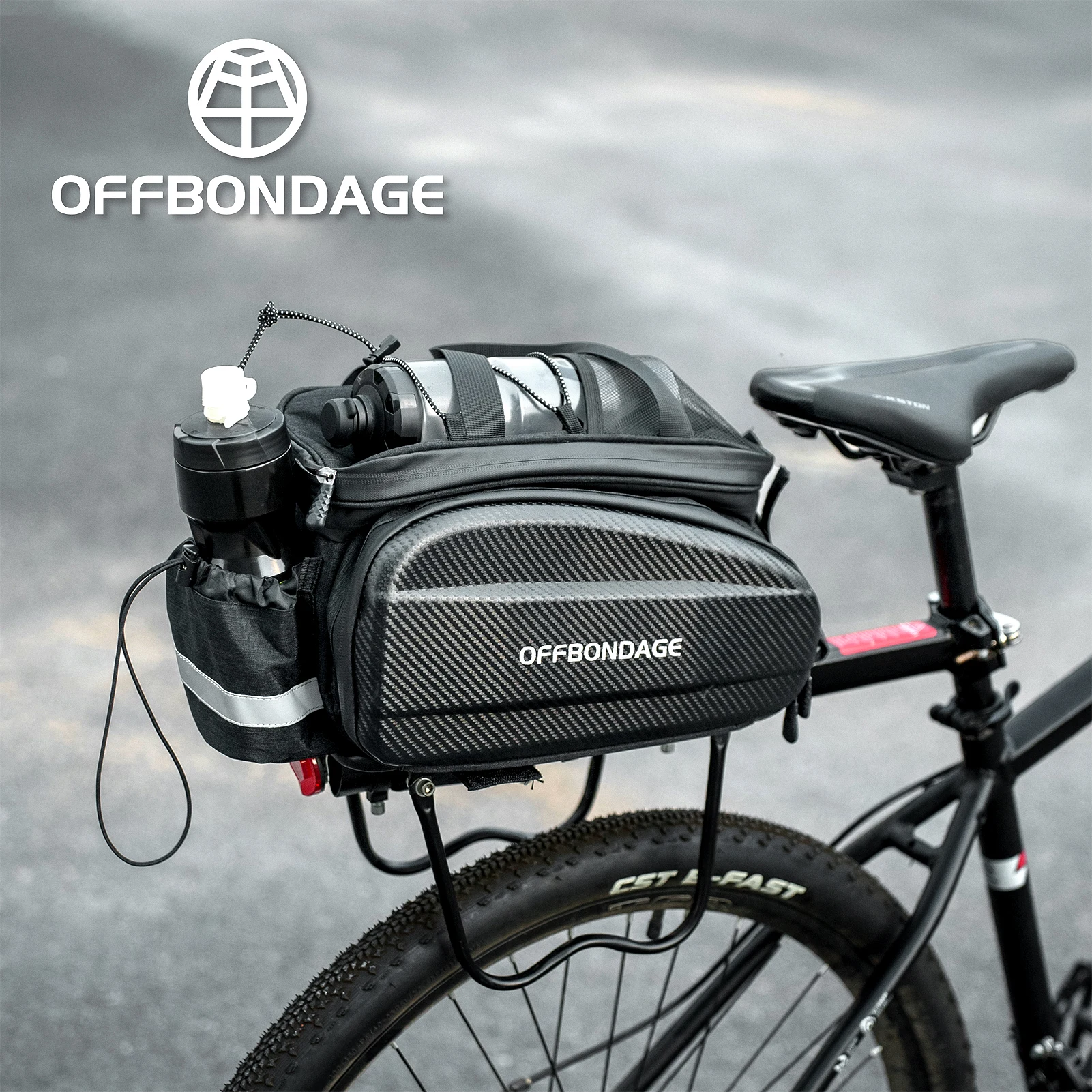 

OFFBONDAGE Large Capacity Bicycle Rear Seat Bags EVA Multi-purpose MTB Road Bike Carrier Bag Expandable Cycling Double Side Bag