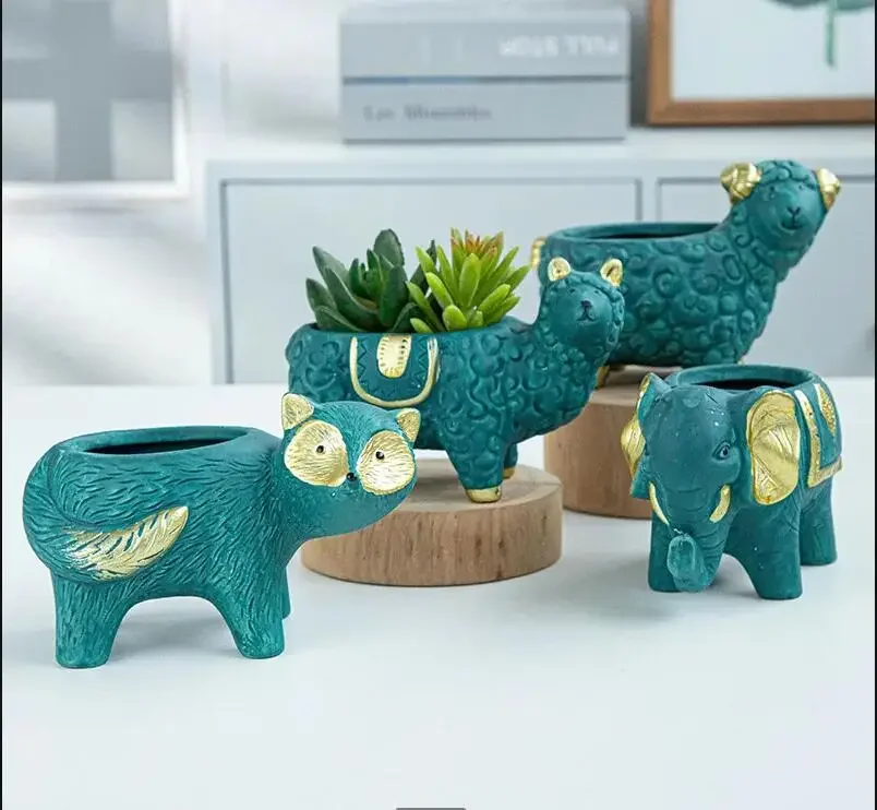 Cute Animal Flower Pot Decoration Living Room Dining Table Creativity Meaty Flower Pot Ceramic Crafts Modern Home Decoration Art
