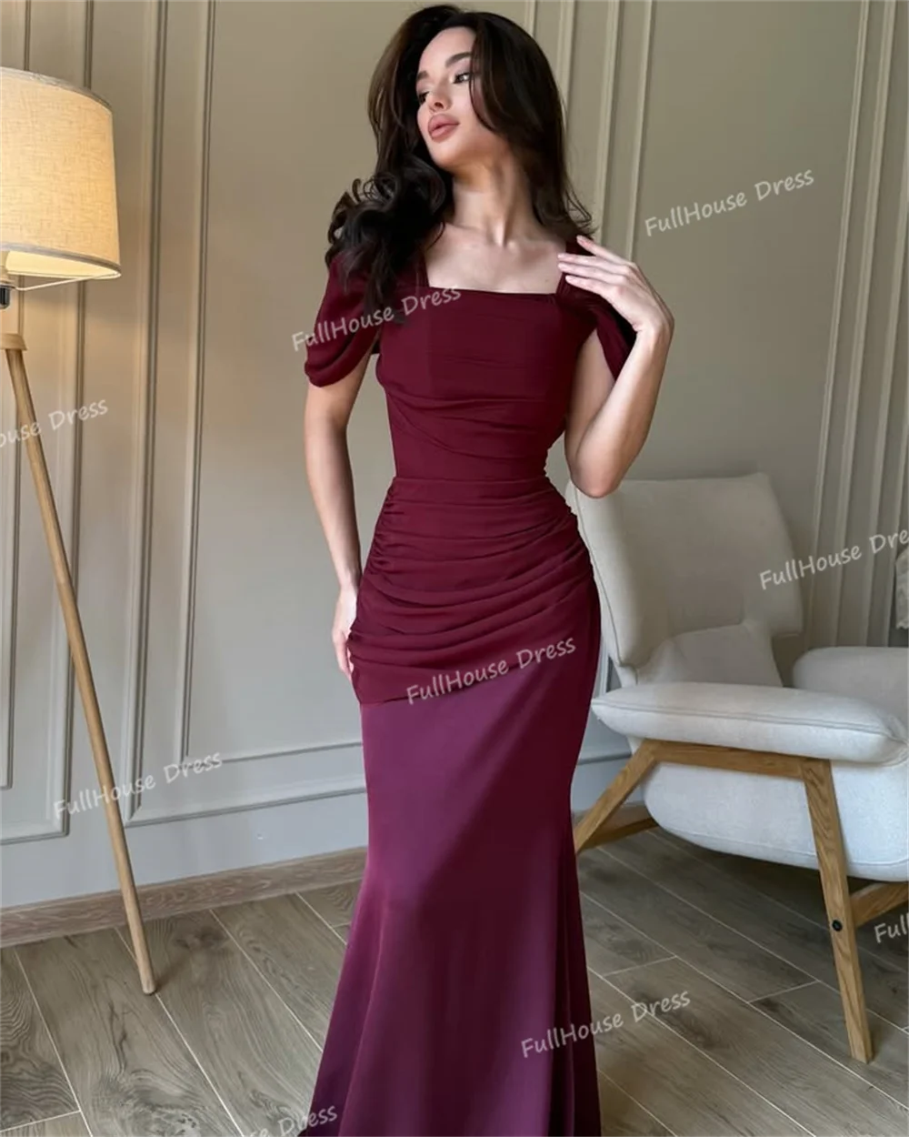 أدلى مخصص بسيط بلا أكمام مطوي مثير حورية البحر ثوب مسائي الدانتيل يصل الظهر الطابق طول فستان الزفاف حزب مع القطار #2