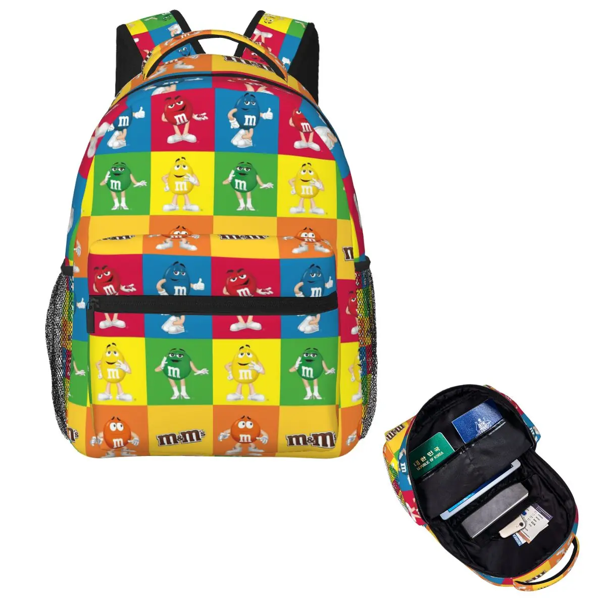 

Funny M And M's Candy Backpack Hot Sale Daypack Large Capacity Boys Girls BookBag School Bag Shoulder Bags for Men Women