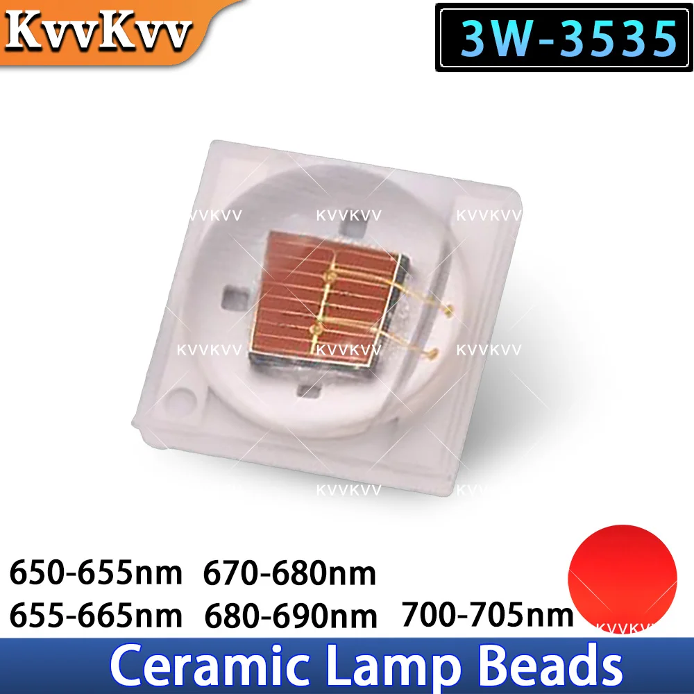 10Pcs 3W High Brightness Ceramic 3535 LED Beads IR Plant Red Light 650 655 660 665 670 675 680 685nm For SMD Chip Plant Growth