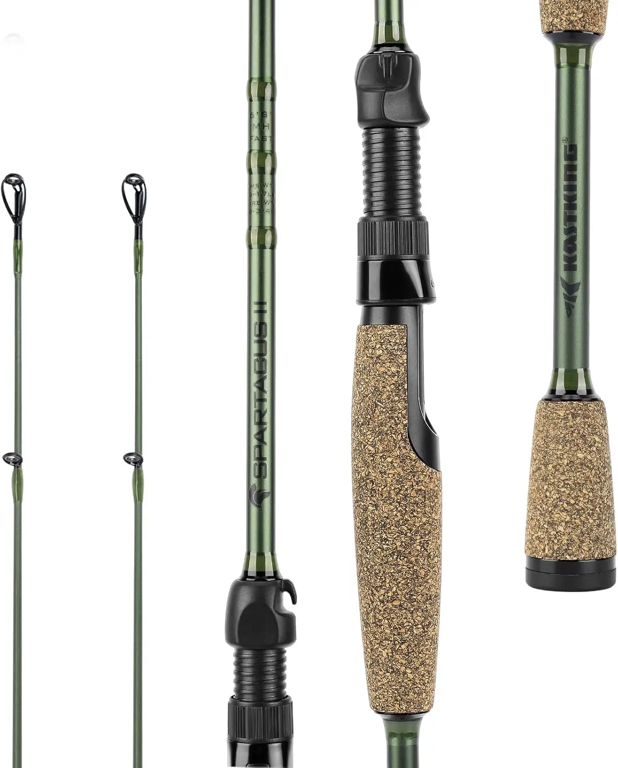 Spartacus II Fishing Rods - IM6 Graphite Blanks Casting & Spinning Rods, 2-Piece Rods with Extra Tip Section, PTS Power