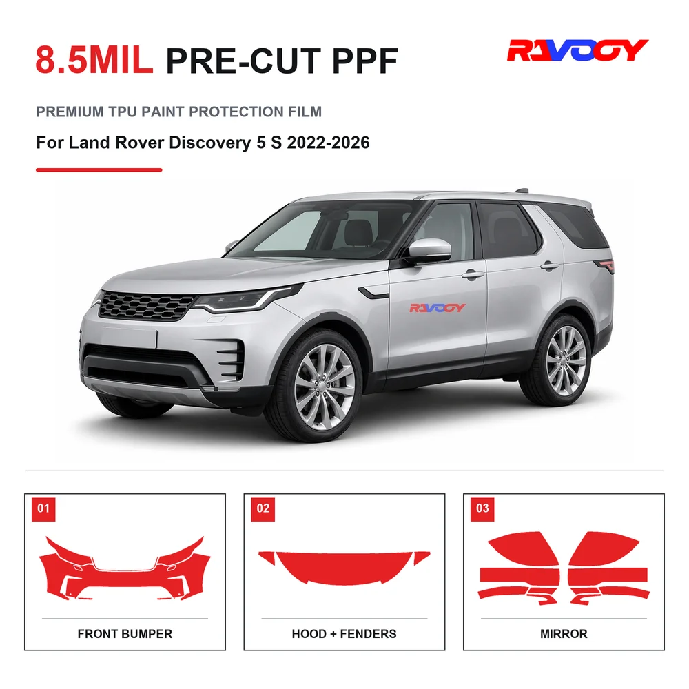 Film de protection de peinture transparent en TPU pré-découpé pour Land Rover Discovery 5 S 2022-2026, 8,5 mil, auto-réparant, hydrophobe, anti-UV