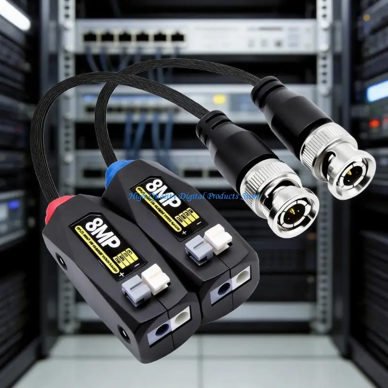 U2JE CCTV Video Balun Pair with BNC Male Connectors and Press Fit Terminals for UTP CAT5/5E/6 Camera Wiring in Stores and
