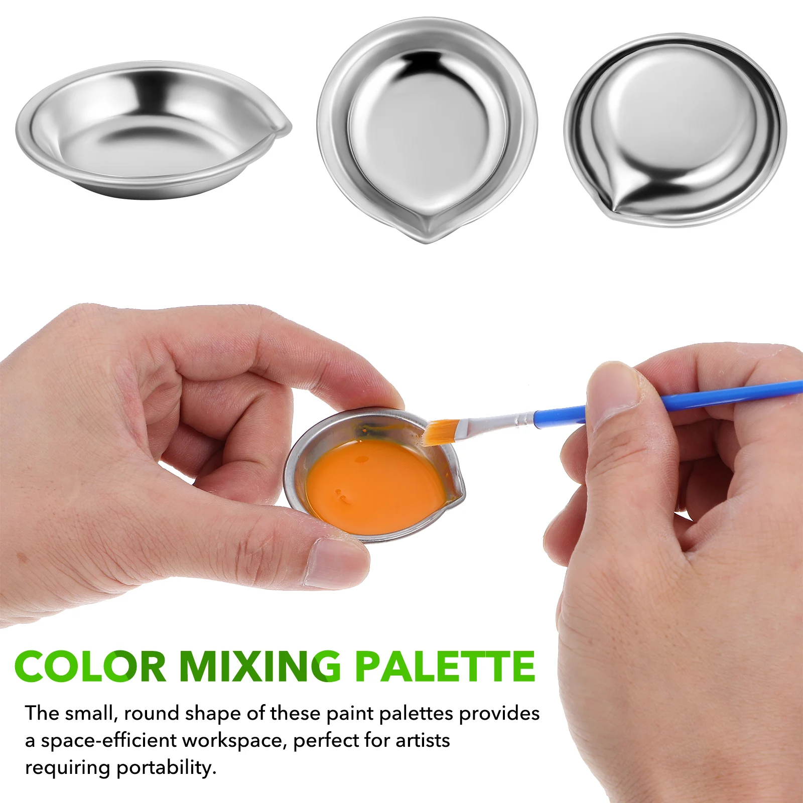 

18pcs Stainless Steel Palette Compact Design Precision Pouring Easy Cleaning Watercolor Paint Mixing Trays Oil Gouache Nail Art