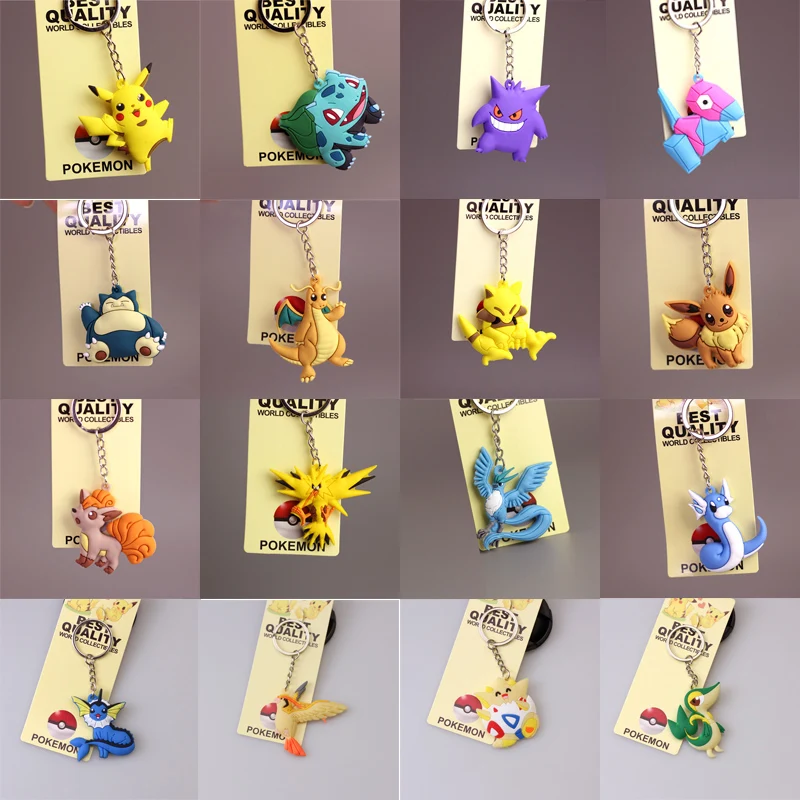 Pokemon Keychain Anime Figure Pikachu Snorlax Anime Fashion Bag Keyring Pendant Accessories Kids Birthday Christmas Gifts