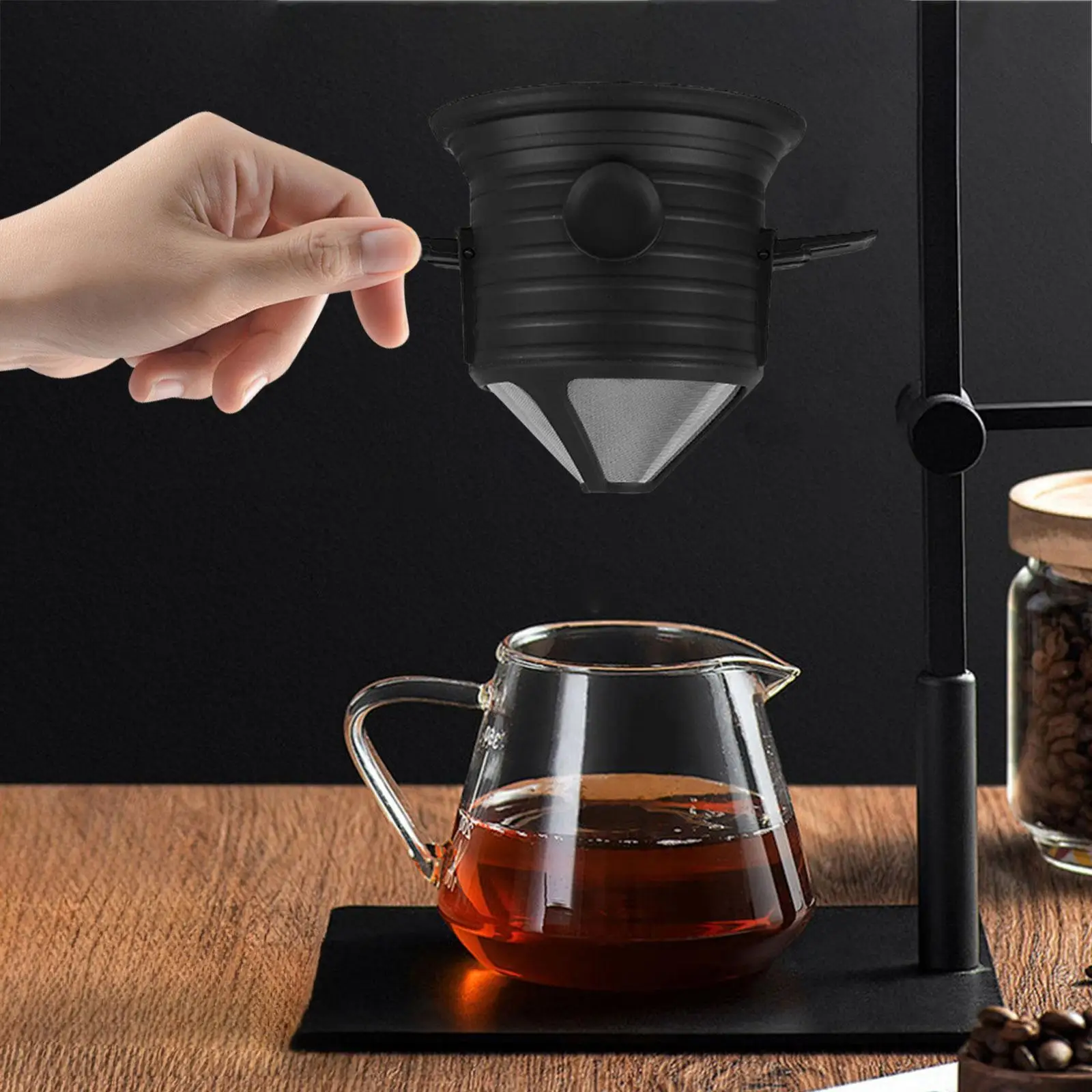 

Portable Pour over Cone Coffee Filter Double Layer Mesh Multipurpose Foldable Arm for Home Office Sturdy Accessory Lightweight