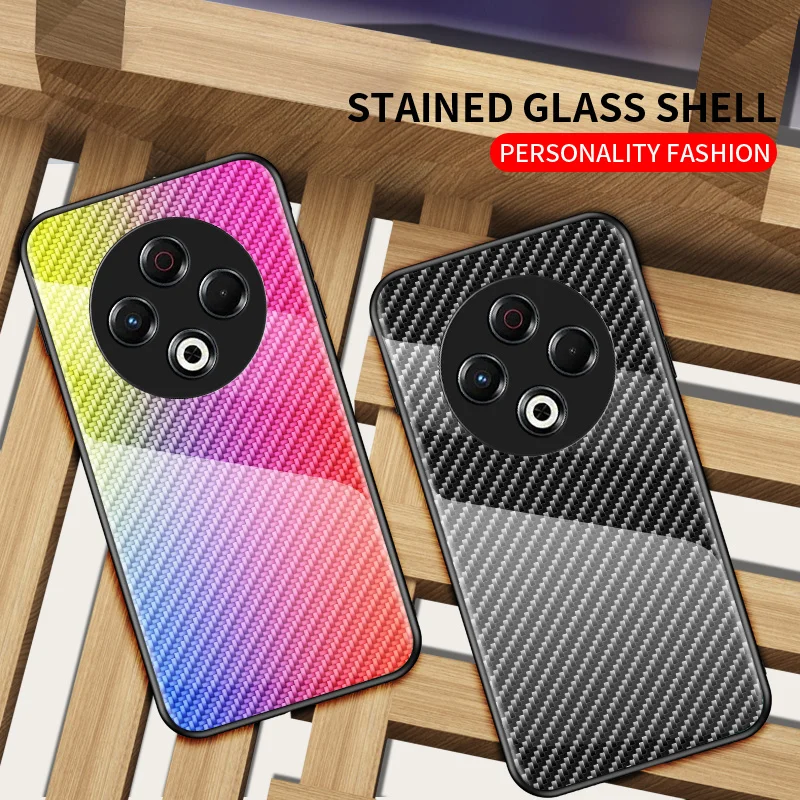 Tecno Spark 30 4G KL6 Custodia in fibra di carbonio con grana in vetro temperato Cover posteriore rigida Custodia per telefono Paraurti in silicone per Tecno Spark 30 4G