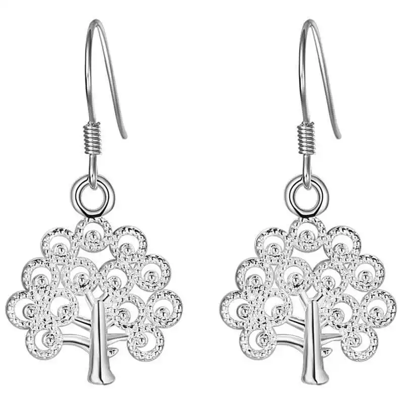 Hot charm 100% 925 Sterling Silver tree earrings elegant high quality Fashion Jewelry Christmas Gifts drop  for women