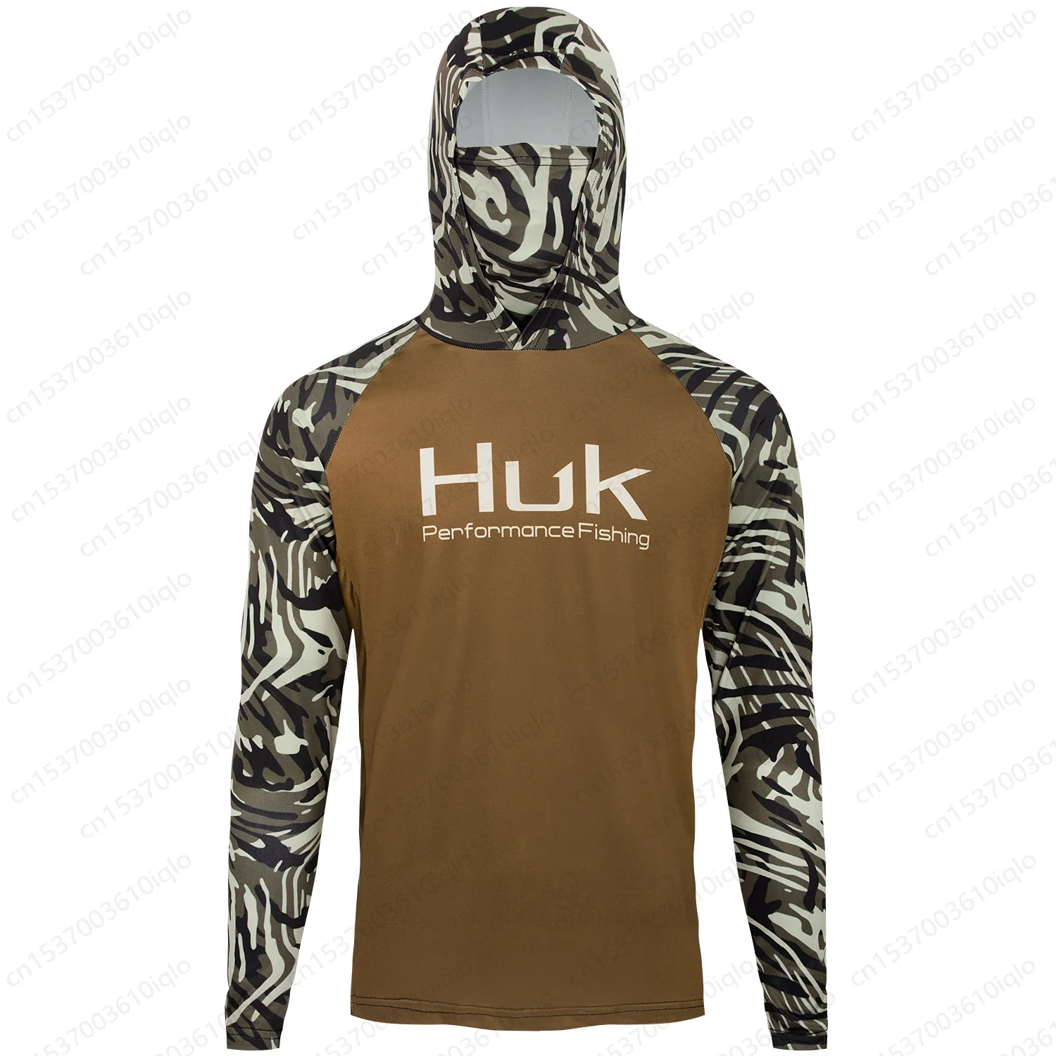 HUK UPF 50+ Langarm-Kapuzenhemd mit Gesichtsschutz, schnelltrocknende Sweatshirts, atmungsaktiver UV-Schutz, Angeltrikots für Herren – Detail 7