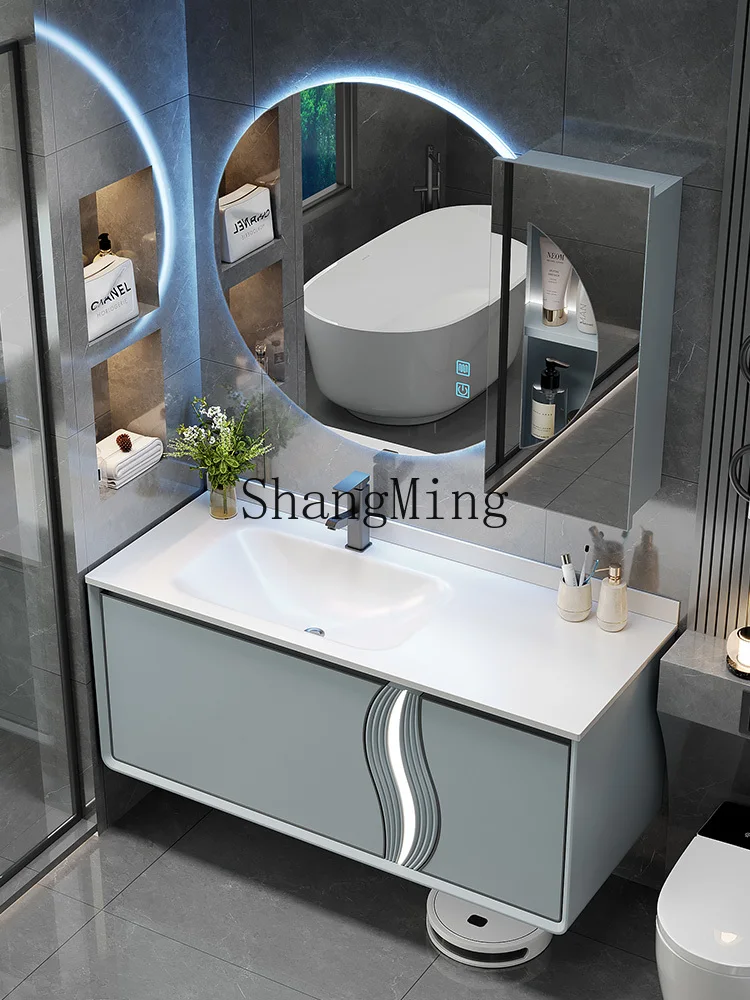 

LXY rock slab hot bending ceramic integrated basin toilet washstand bathroom cabinet combination