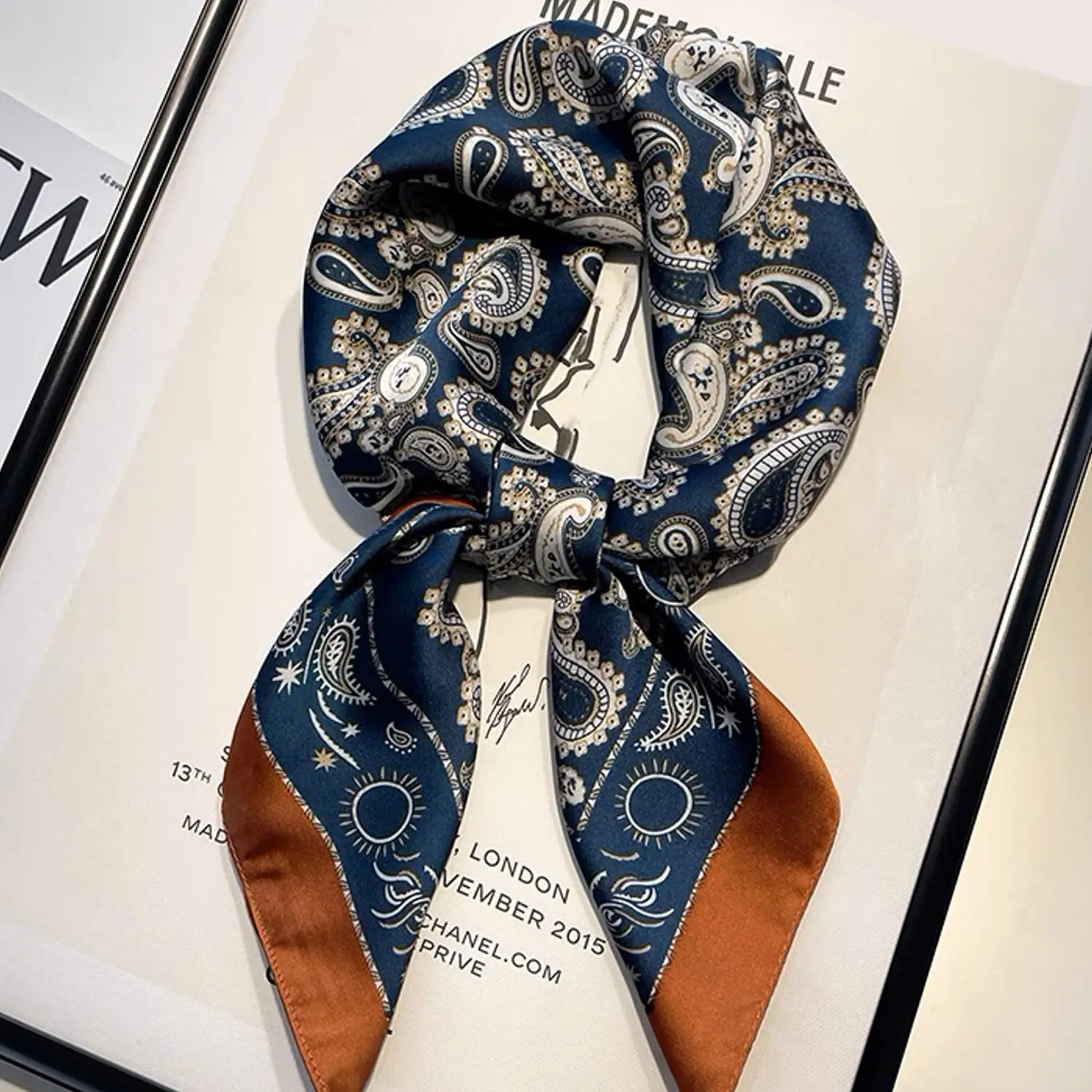 

Женский шарф с цветочным принтом кешью, женские шелковые квадратные шарфы, повязки на голову для женщин, бандана, модные шали, женский шейный платок