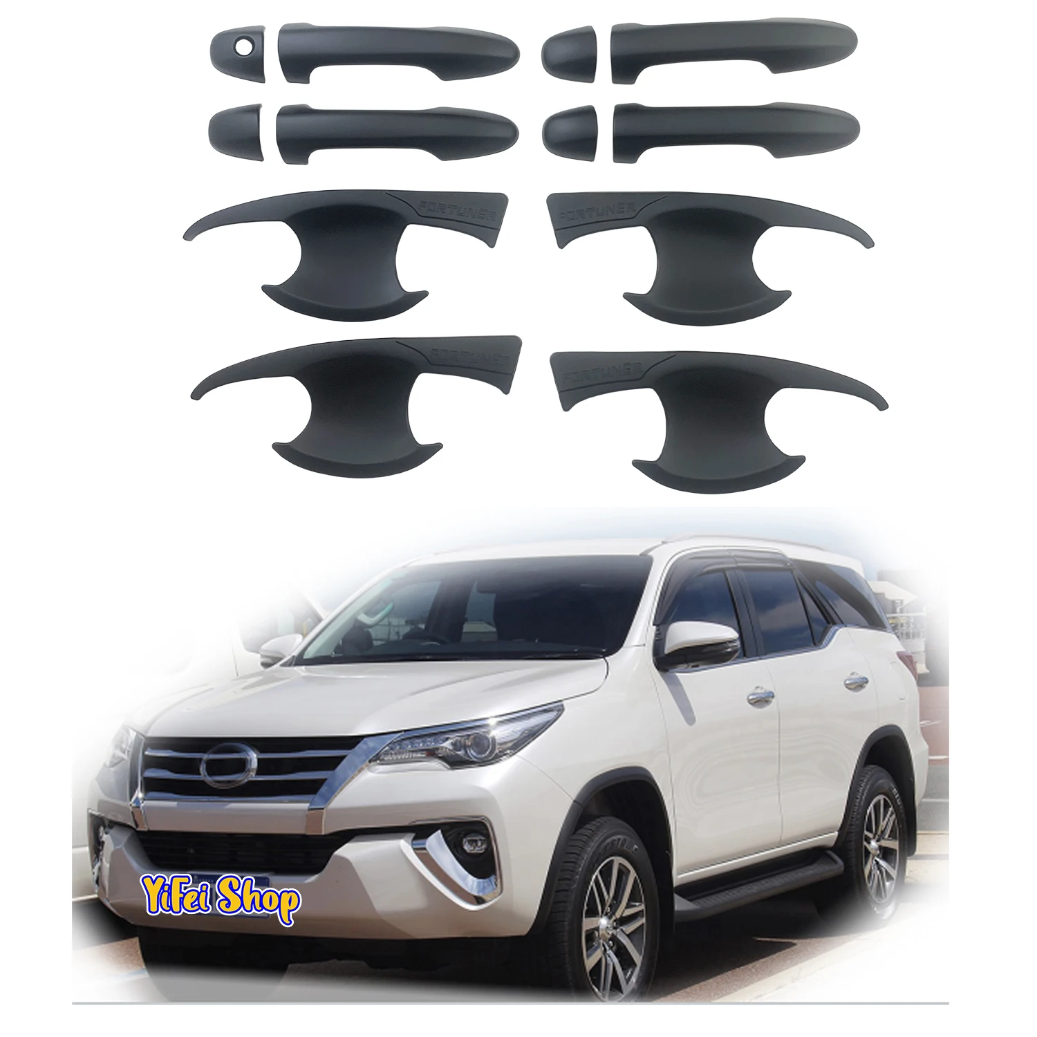 For Toyota Hilux Fortuner 2015 2016 2017 2018 2019 New ABS Chrome Black Car Accessory Door Handle Bowl Covers Trim Paste Style