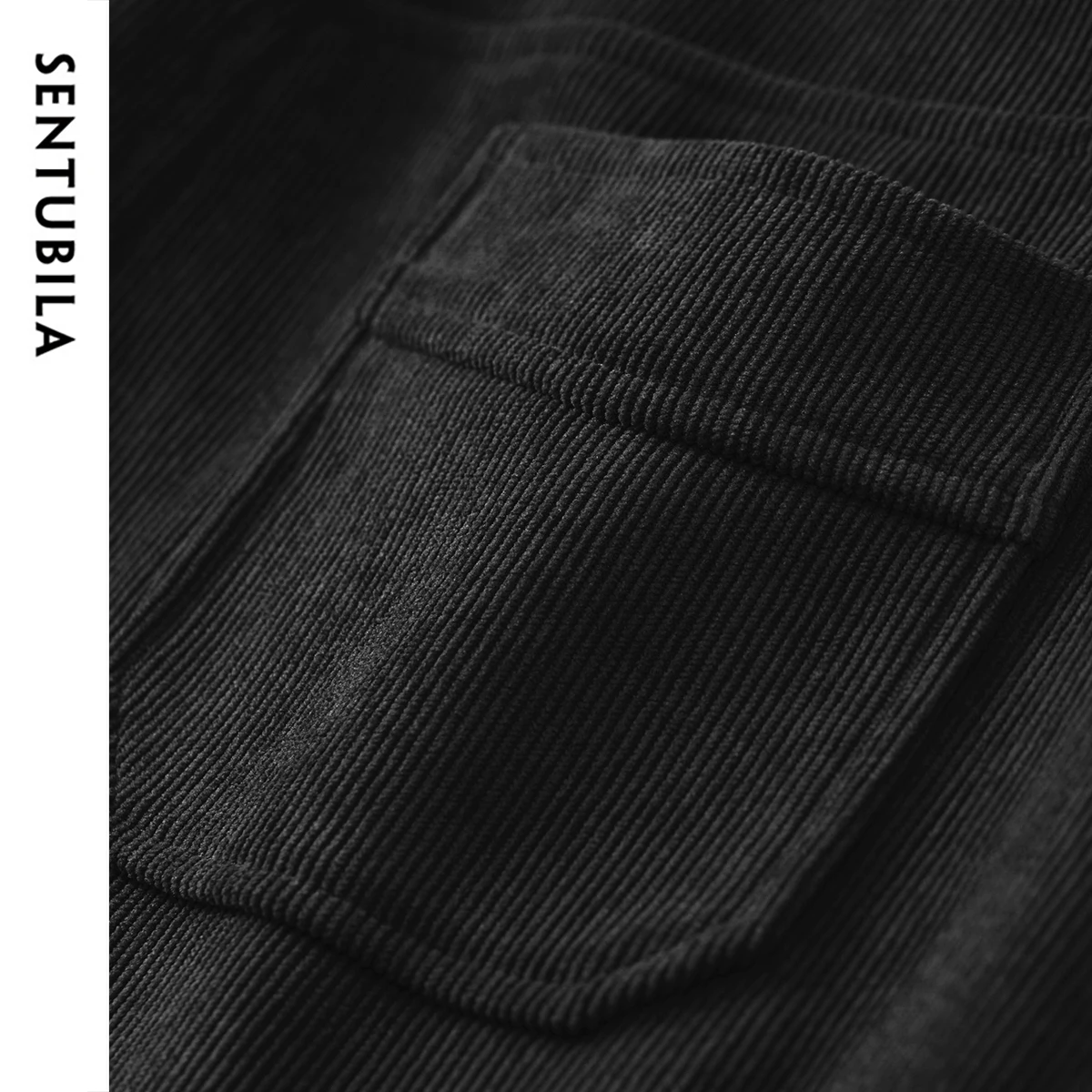 SENTUBILA 2025 Autumn Black Corduroy Warm Long Slit Skirt High Waist Commuting Skirt Fashion Elegant Clothing Ladies 144Q57480