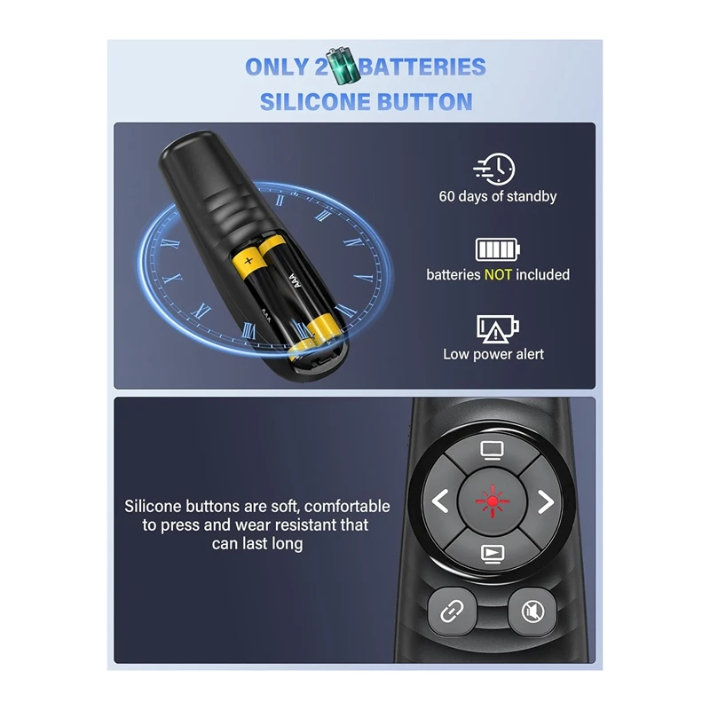 Presentatie Clicker PPT Remote Rode Laser Pointer Zwart Geschikt voor pc/laptop, kantoor