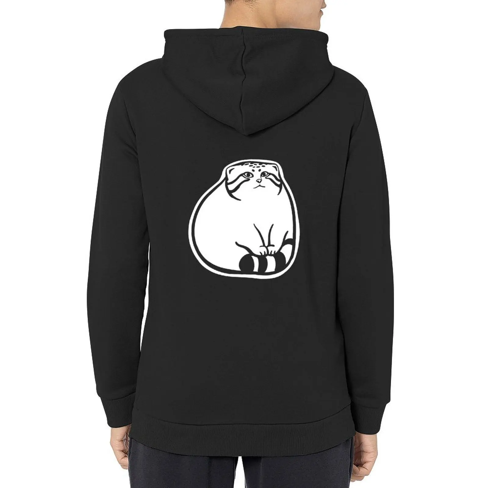 

Pallas's cat paws on tail.Stylized art of a cute chonker Hoodie japanese style men's winter sweater tracksuit men