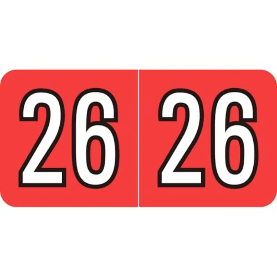 

2026 Year Stickers 500 Pcs File Folder Labels Self Adhesive 3/4 x 1-1/2 Rectangle Color Coded Labels Red