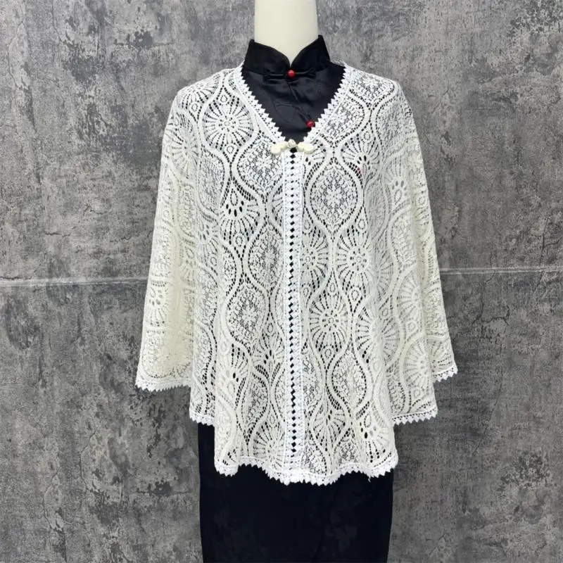 Mesh Lace Wrap Smock Cloak for Women for Portrait and Stage Styling Looks 6XDA