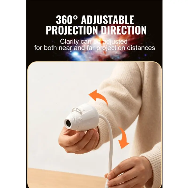 ABRW-Galaxy Starry Night Light Adjustable Brightness Projector For Bedroom Projection Films Star 3+9