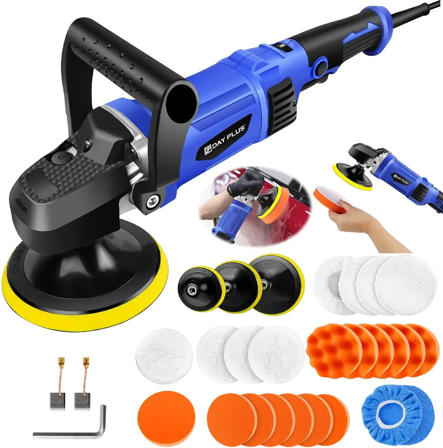 1400W Dual Action Polisher Kit,150-180mm Electric Car Buffer Polisher Sealing,Waxing Machine+6 Variable Speed 800-3500RPM