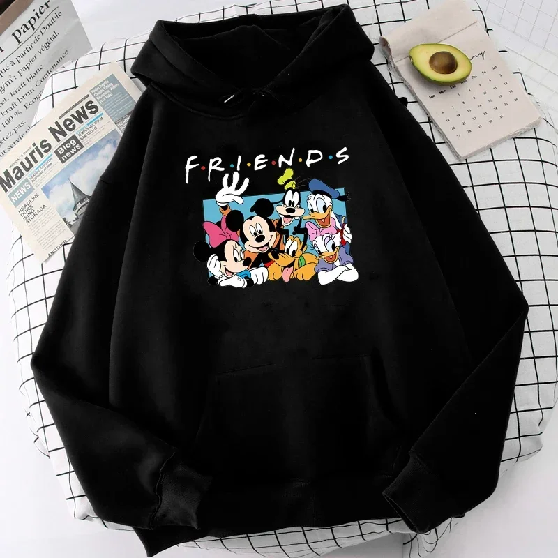 Loose Lovely Pattern Male Sweatshirts Pocket Disney Minnie Mouse Cartoon Print Daily Men Hoodies Autumn Winter Popular Pullover