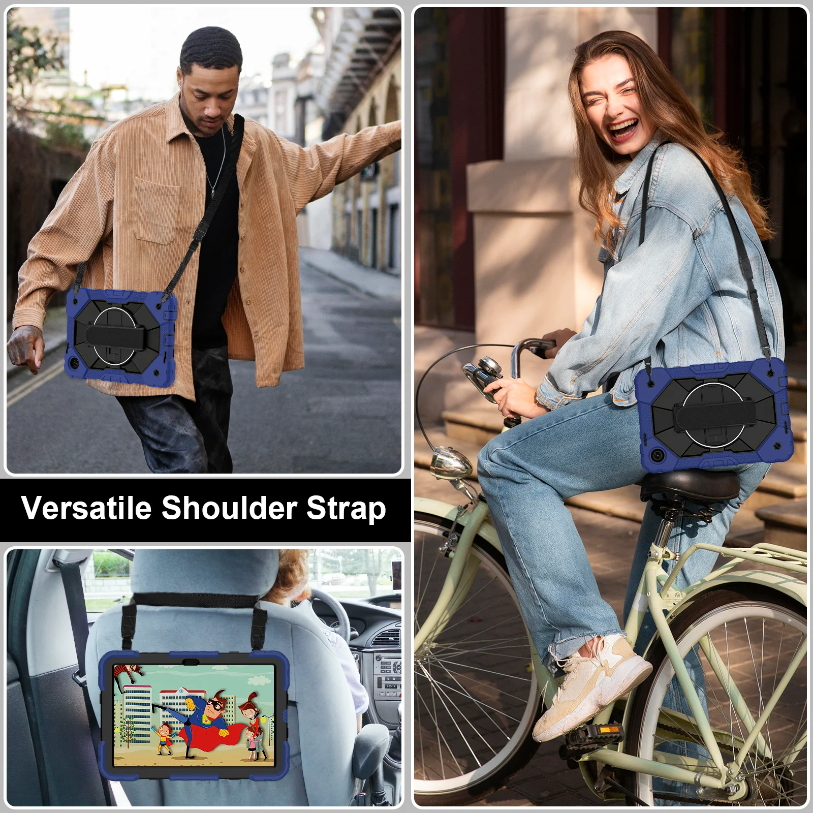 Anti-Slip Heavy Duty Case For T-Mobile REVVL Tab 2 2025 10.1 inch 360 Rotating Rugged Stand Cover With Shoulder Strap Shockproof