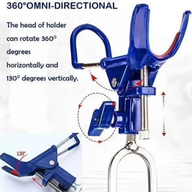 Universal Fishing Rod Holder 360° Adjustable Foldable Stand with Ground Spike Easy Install for Shore Fishing Trips view 5