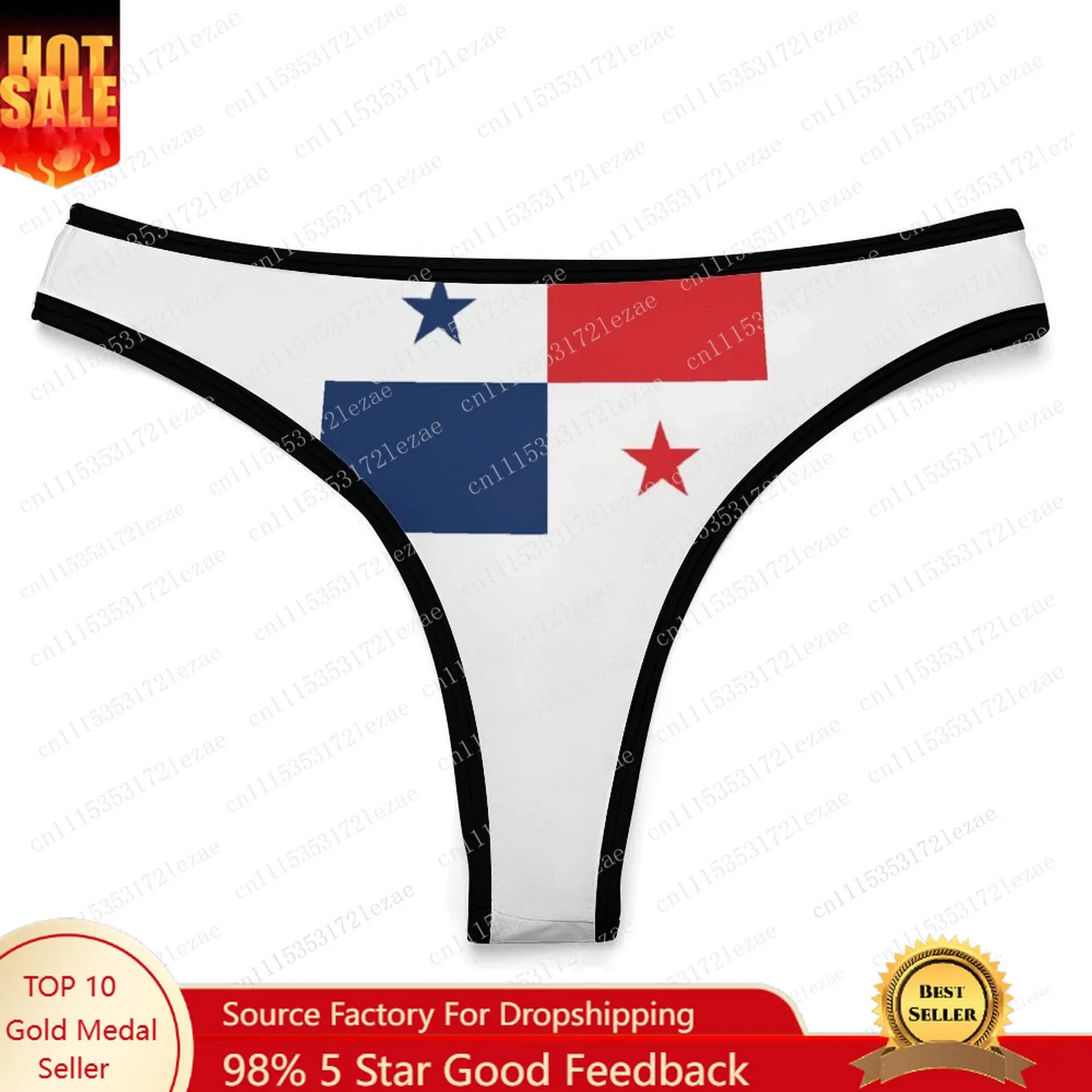 Panama Flag Customized Ice Silk Thong Panties Women's Comfortable Briefs S-2XL Suitable for Everyday Wear and All Seasons