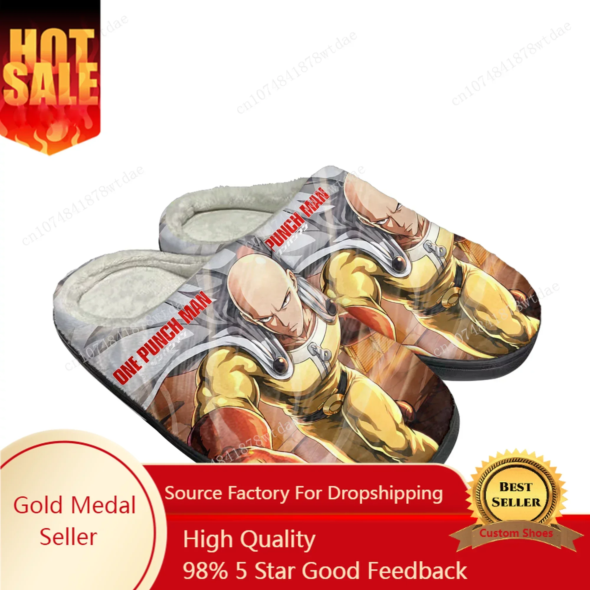 

One Punch Man Home Cotton Slippers Mens Womens Saitama Plush Bedroom Casual Keep Warm Shoes Anime Custom Thermal Indoor Slipper