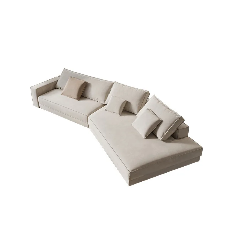 Italian minimalist living room first layer leather with special-shaped concubine sofa combination